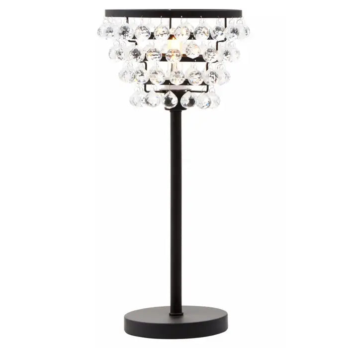 Walton Clear Crystal Table Lamp with Black & Gold  Metal