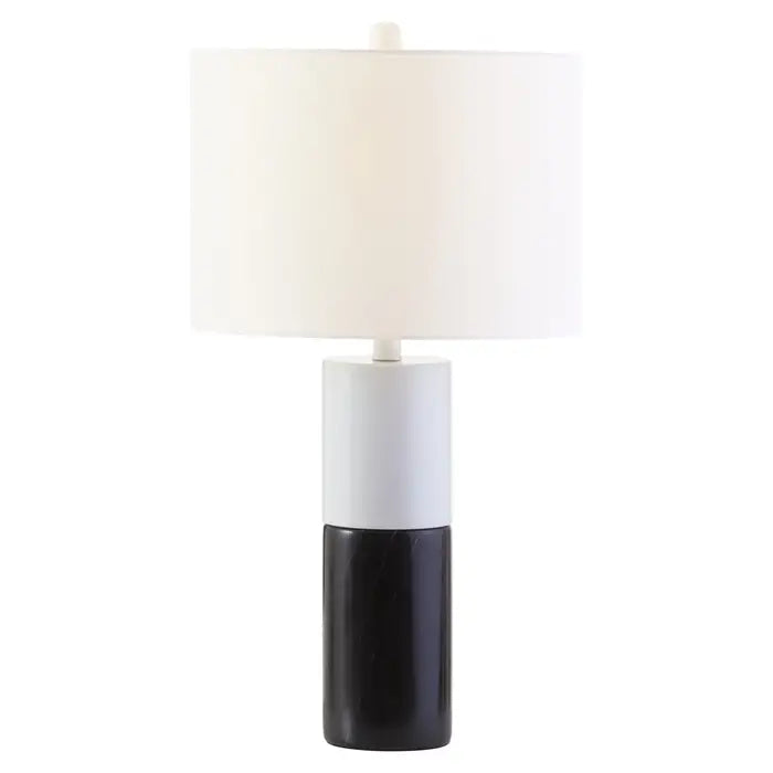 Selsey Black Marble Base and White Shade Table Lamp