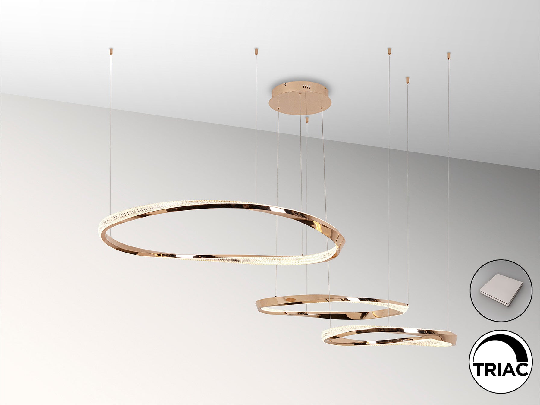 Orbitas Large Ceiling Light- Gold - 3 Rings