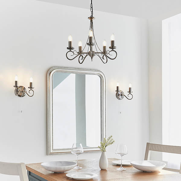 Ketley 5Lt Multi-Arm Pendant - Antique Silver