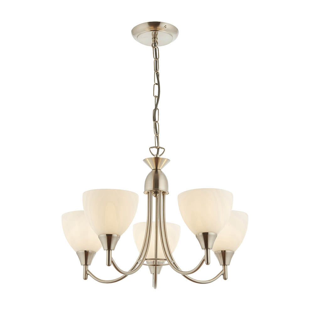 Tierney 3/5Lt Centre Ceiling Light - Antique Brass/Satin Chrome Finish