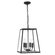 Noir Lantern 1/4Lt Pendant - Black Metal & Clear Glass