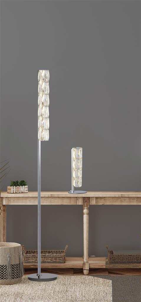 Remy LED Floor Lamp - Chrome & Clear Crystal Trim Integrated LED