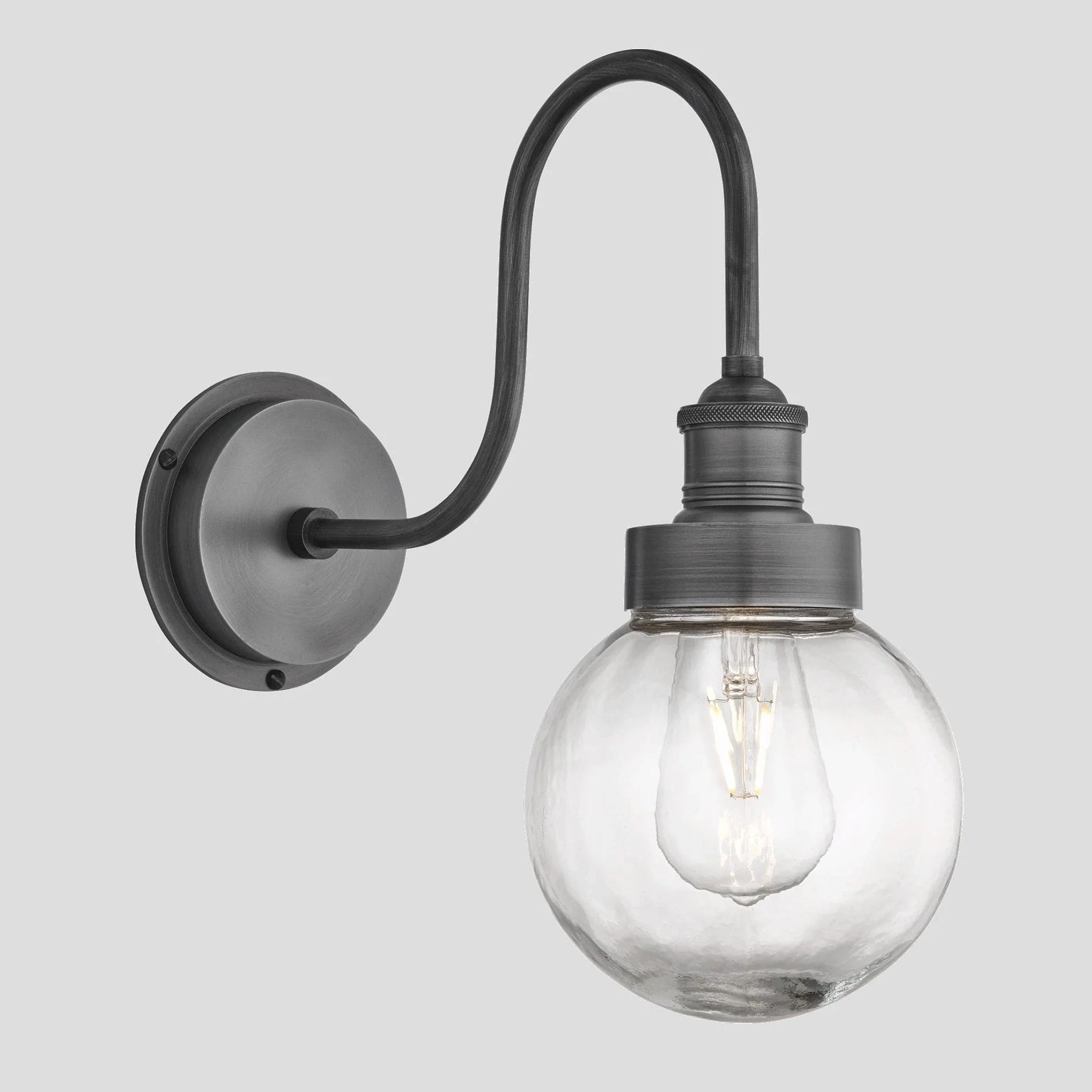 Swan Neck Globe Glass Outdoor & Bathroom Wall Light - Various Finishes