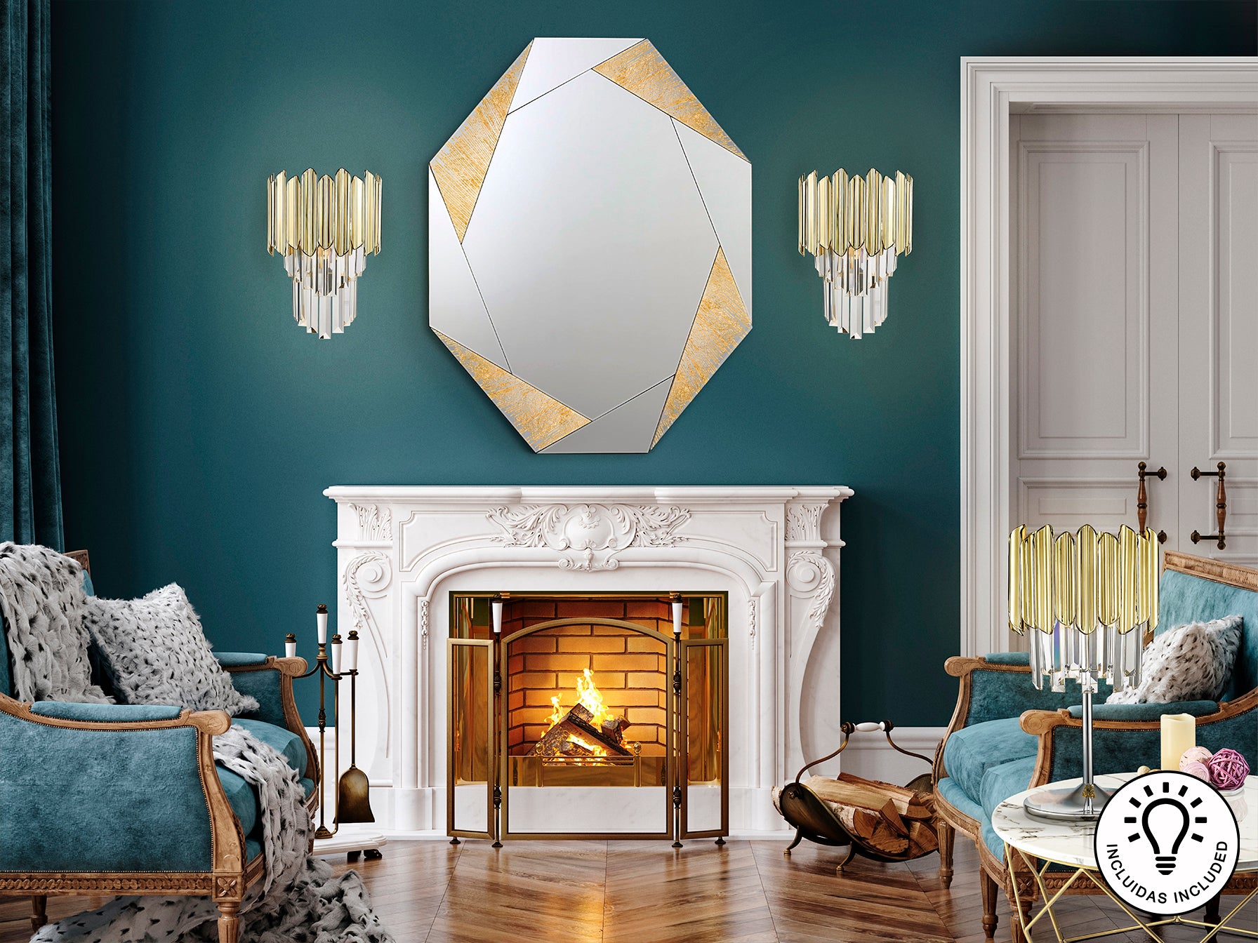 Tiara 1Lt  Wall Lamp- Chrome-Gold