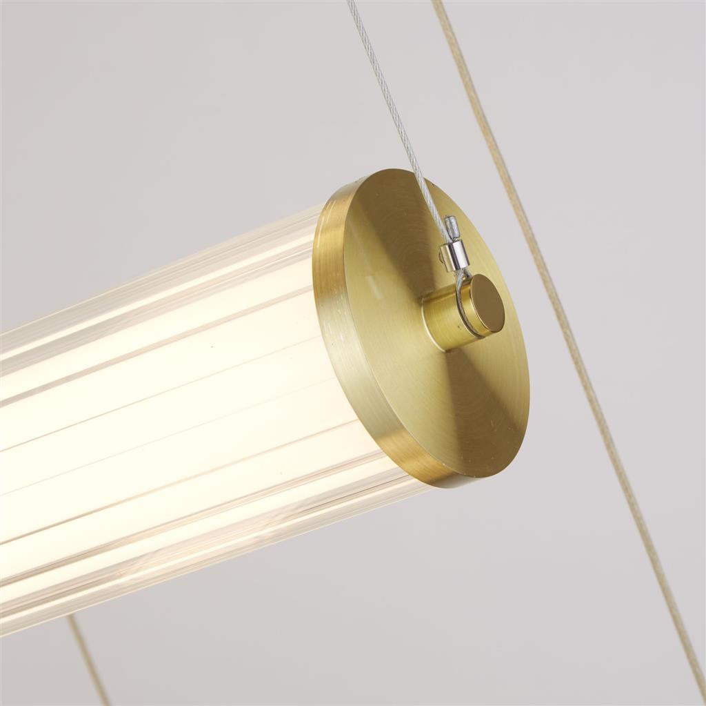 Clamp 5Lt LED Multi-Drop Pendant Gold Metal Clear & Opal Integrated LED