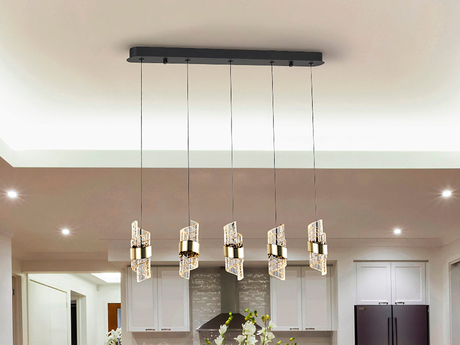 Iliada 5Lt Kitchen Table Island Light- Black-Gold
