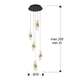 Iliada - Lamp 3/5/9/13Lt Black-Gold Ip20 Integrated Led
