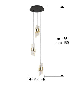 Iliada - Lamp 3/5/9/13Lt Black-Gold Ip20 Integrated Led