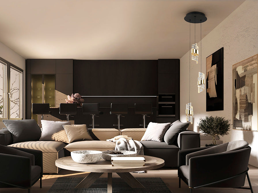 Iliada - Lamp 3/5/9/13Lt Black-Gold Ip20 Integrated Led