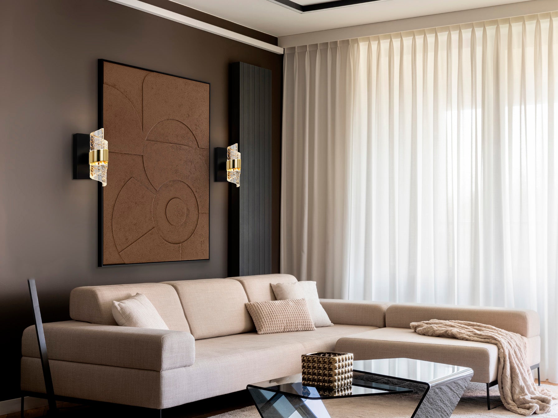 Iliada  Wall Lamp-  Black-Gold Finish