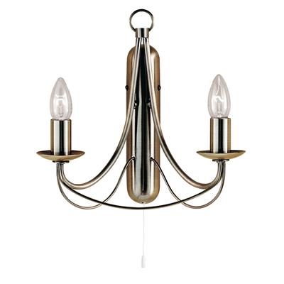Mayfair 2 Lt Wall Light - Antique Brass/Satin Silver/Black Iron Finish