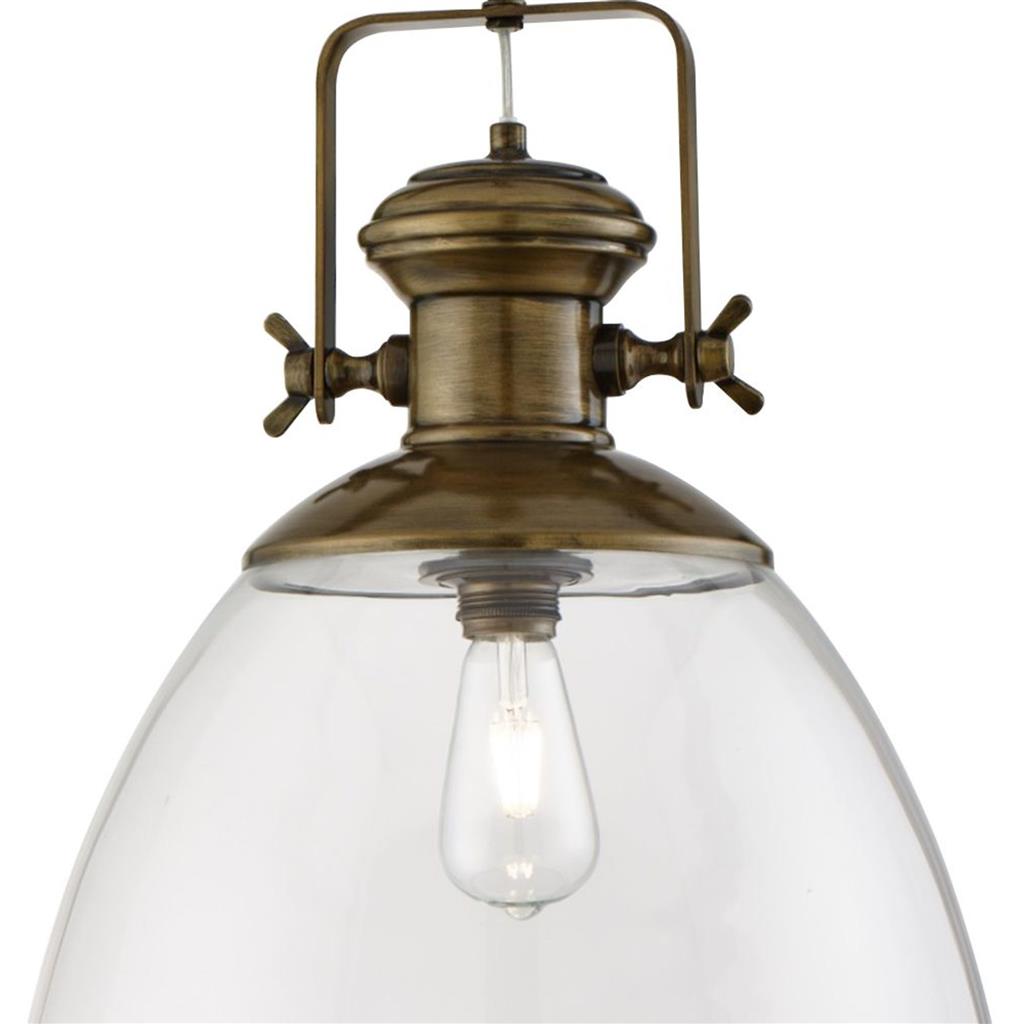 Industrial Pendant - Painted Antique Brass & Clear Glass