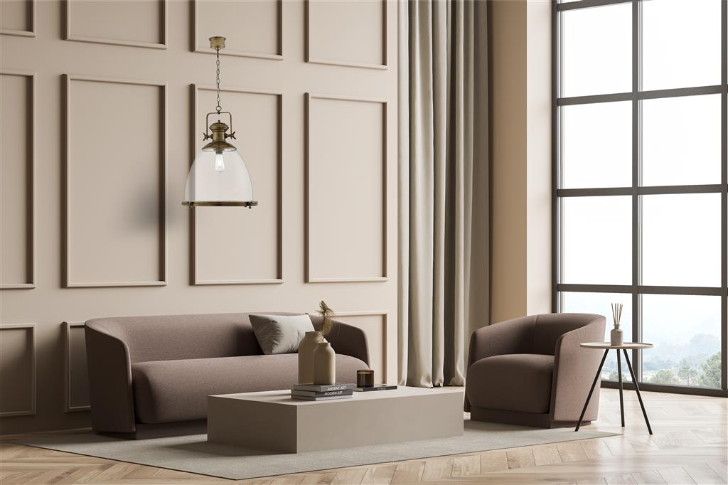 Industrial Pendant - Painted Antique Brass & Clear Glass