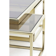 Macara Coffee table S/5 100x100x40 cm glass brown+light gold