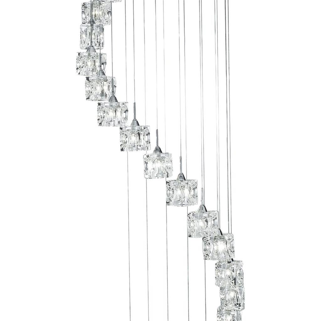 Ice Cube 5/8/20Lt Multi-Drop Pendant - Chrome Metal & Glass Integrated LED