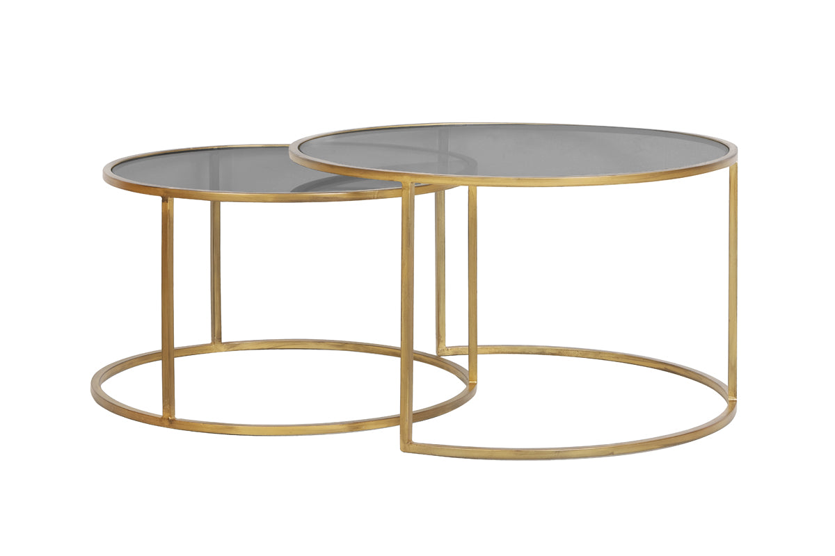 Duarte Coffee Table - Smoked Glass & Gold Finish