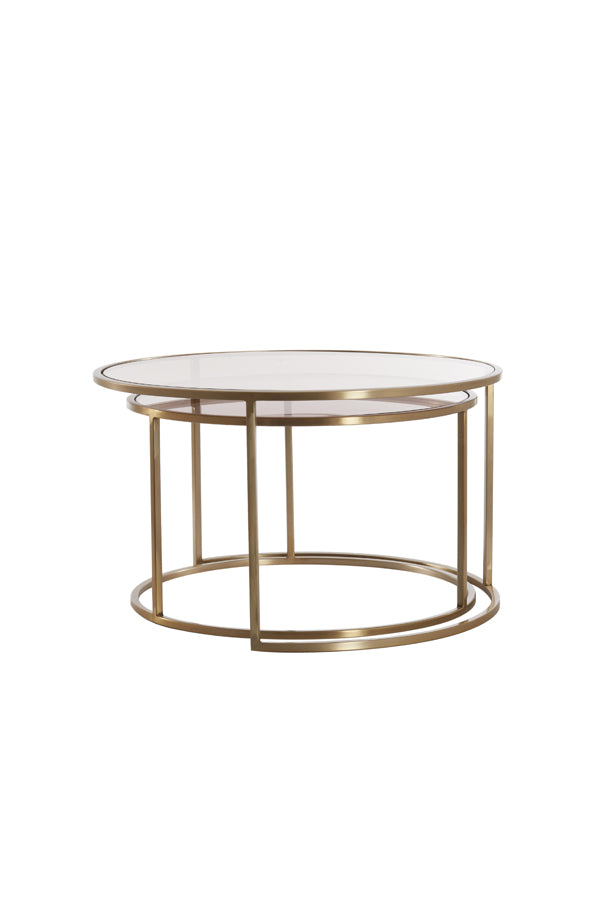 Duarte Coffee Table - Brown Glass & Gold Finish
