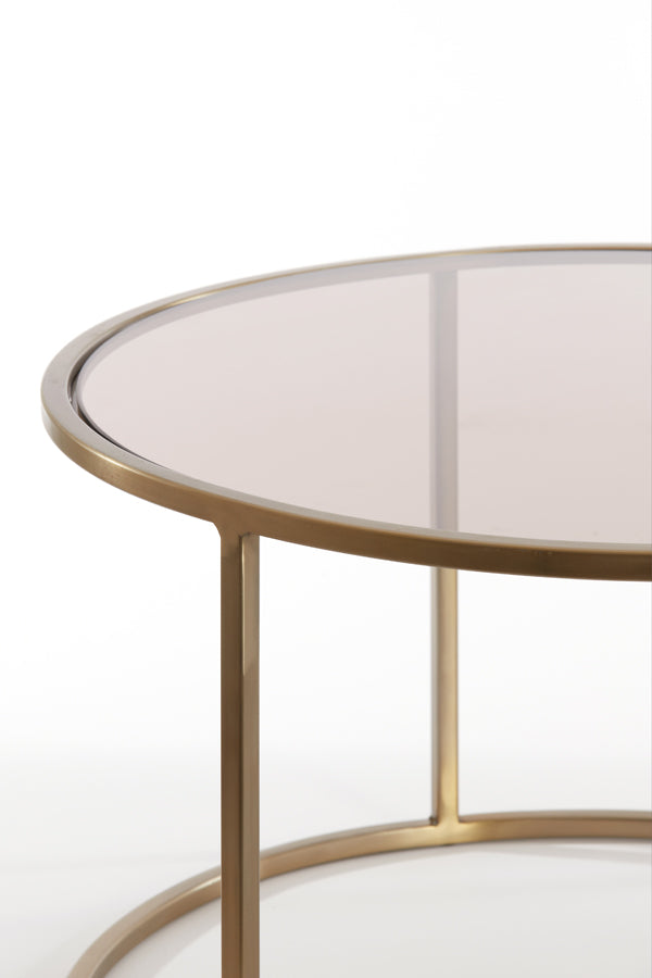 Duarte Coffee Table - Brown Glass & Gold Finish