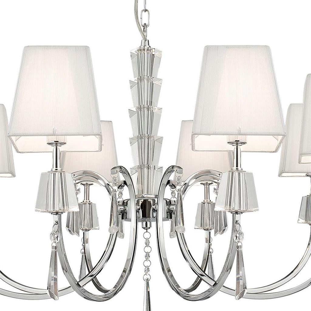 Portico 5/8Lt Multi-Arm Pendant - Chrome Metal, Acrylic & String Shades