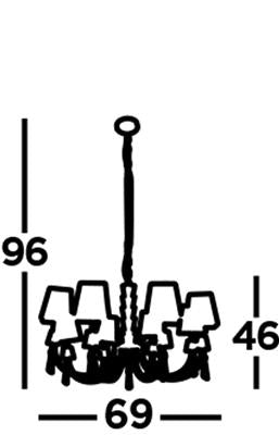 Portico 5/8Lt Multi-Arm Pendant - Chrome Metal, Acrylic & String Shades