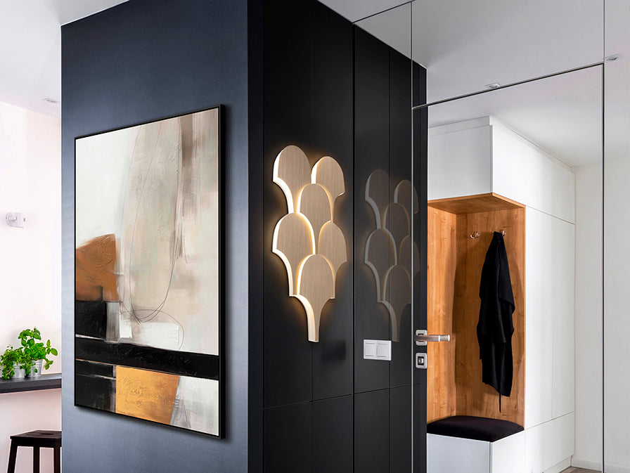 Serea Interlocking LED Wall Light - Wood Finish