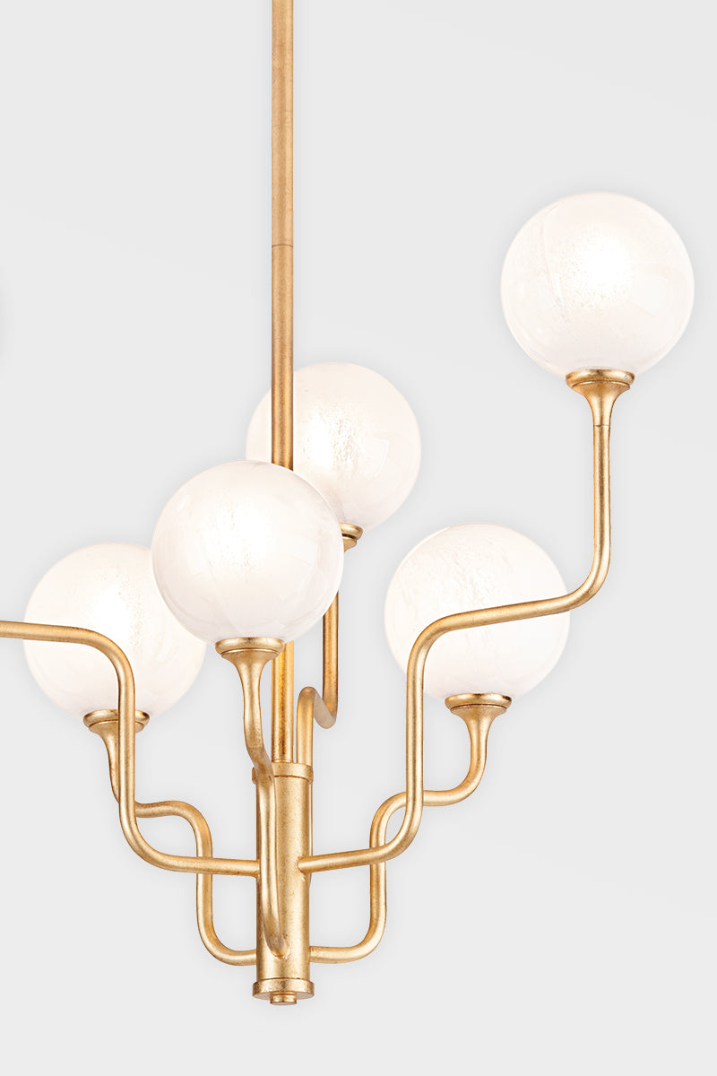 Onyx 6Lt Chandelier - Vintage Gold Leaf