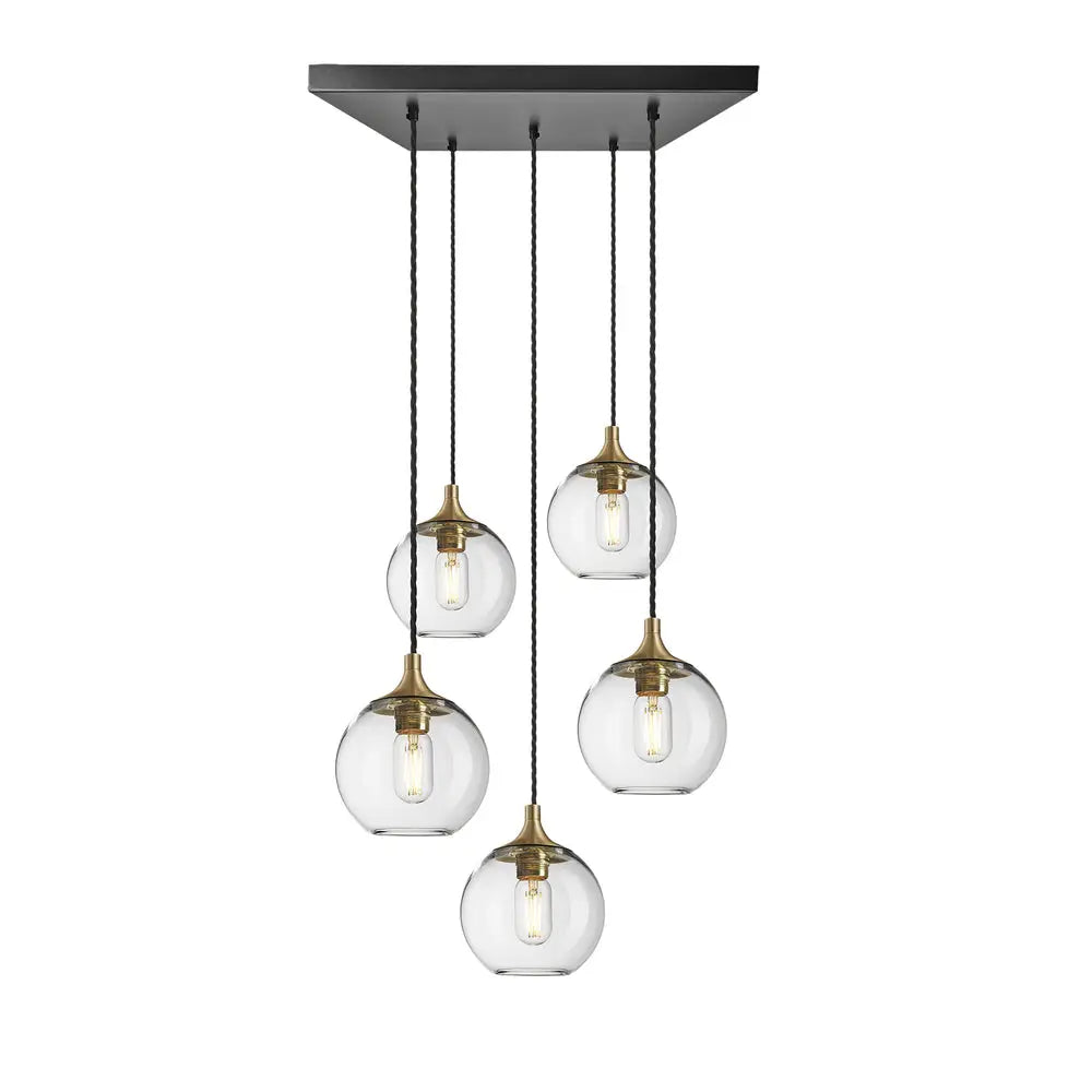 Chelsea Glass Globe 5 Wire Cluster Lights - 7 Inch