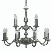 Aylesbury 12 Light Chandelier- Satin & Polished Nickel