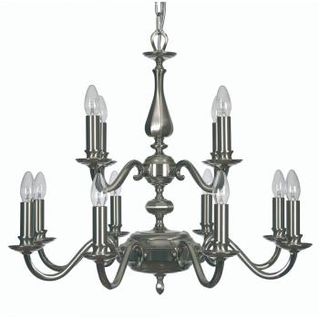 Aylesbury 12 Light Chandelier- Satin & Polished Nickel