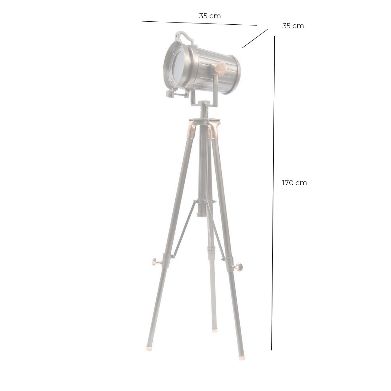 Charlie Copper & Satin Grey Tripod Floor Lamp - Cusack Lighting