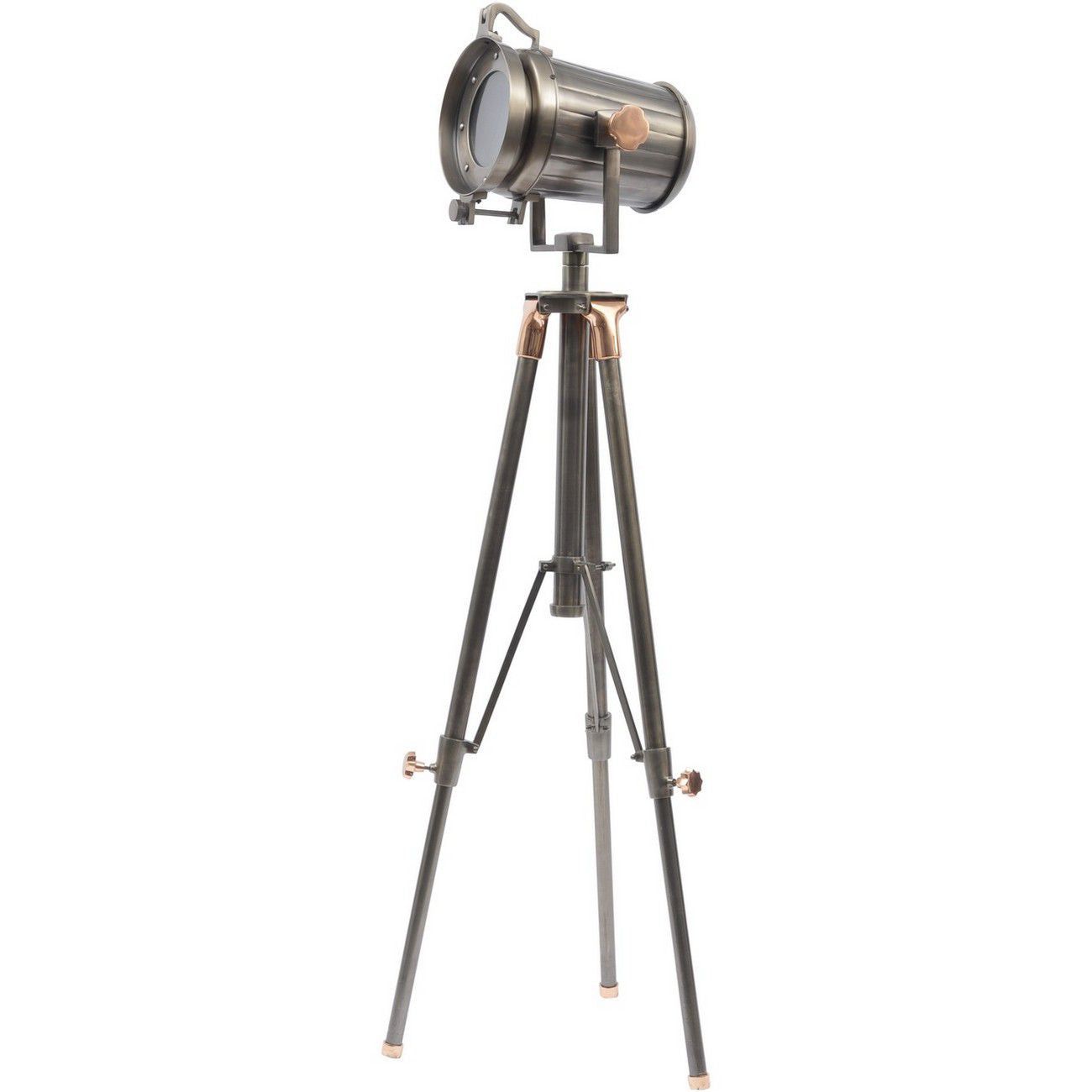 Charlie Copper & Satin Grey Tripod Floor Lamp - Cusack Lighting