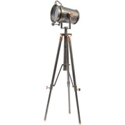 Charlie Copper & Satin Grey Tripod Floor Lamp - Cusack Lighting