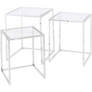 Linton Stainless Steel & Glass Set Of 3 Nesting Tables