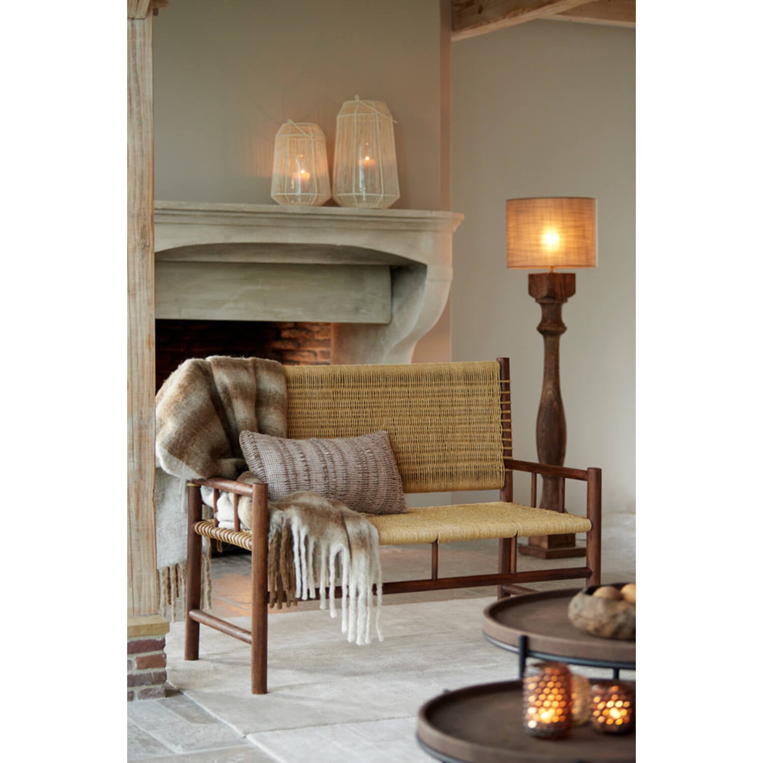 Robbia Wooden Floor Lamp - Dark/Light Brown