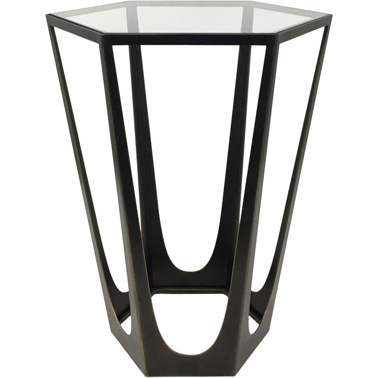 Catalan Bronze Gilded Side Table with Glass Top - Cusack Lighting