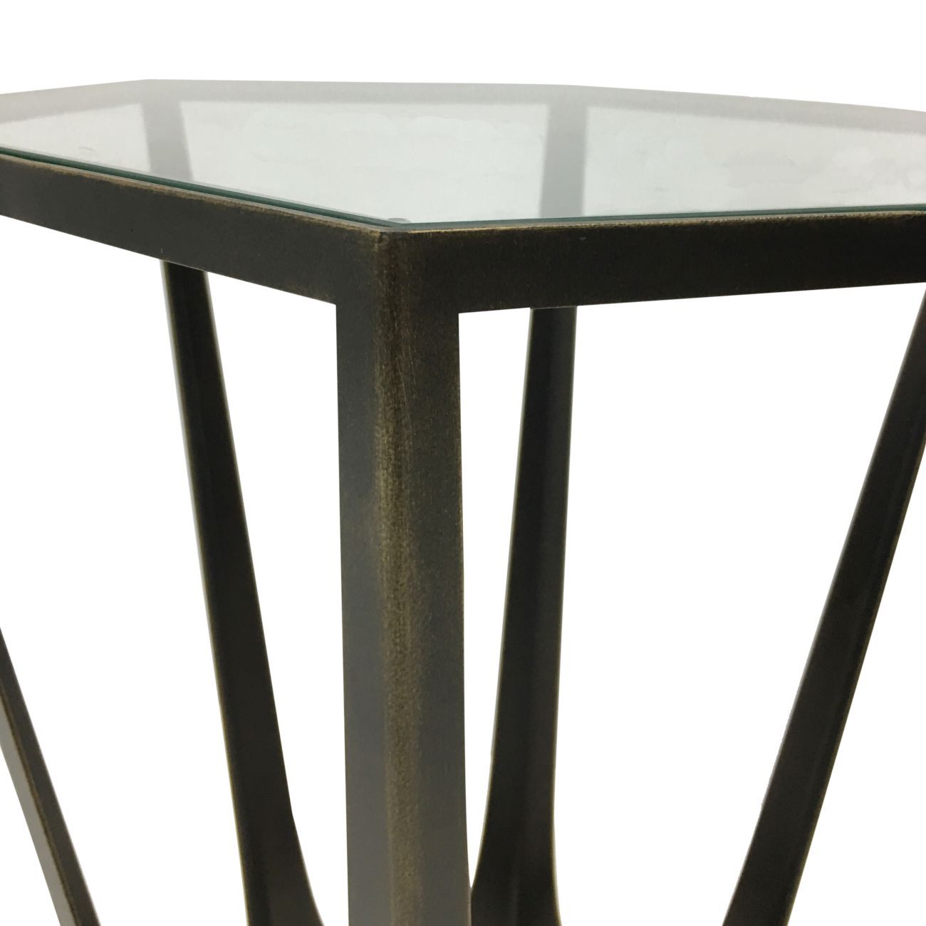 Catalan Bronze Gilded Side Table with Glass Top - Cusack Lighting