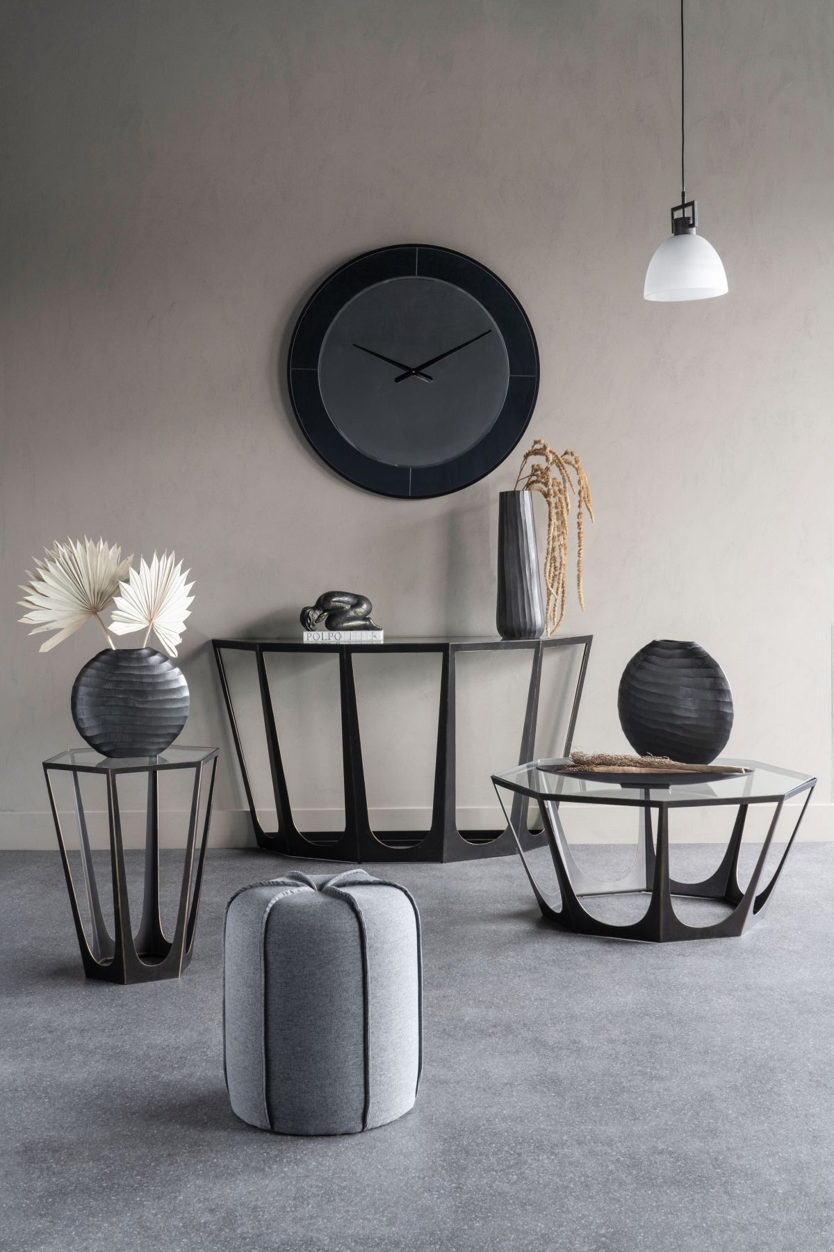 Catalan Bronze Gilded Side Table with Glass Top - Cusack Lighting