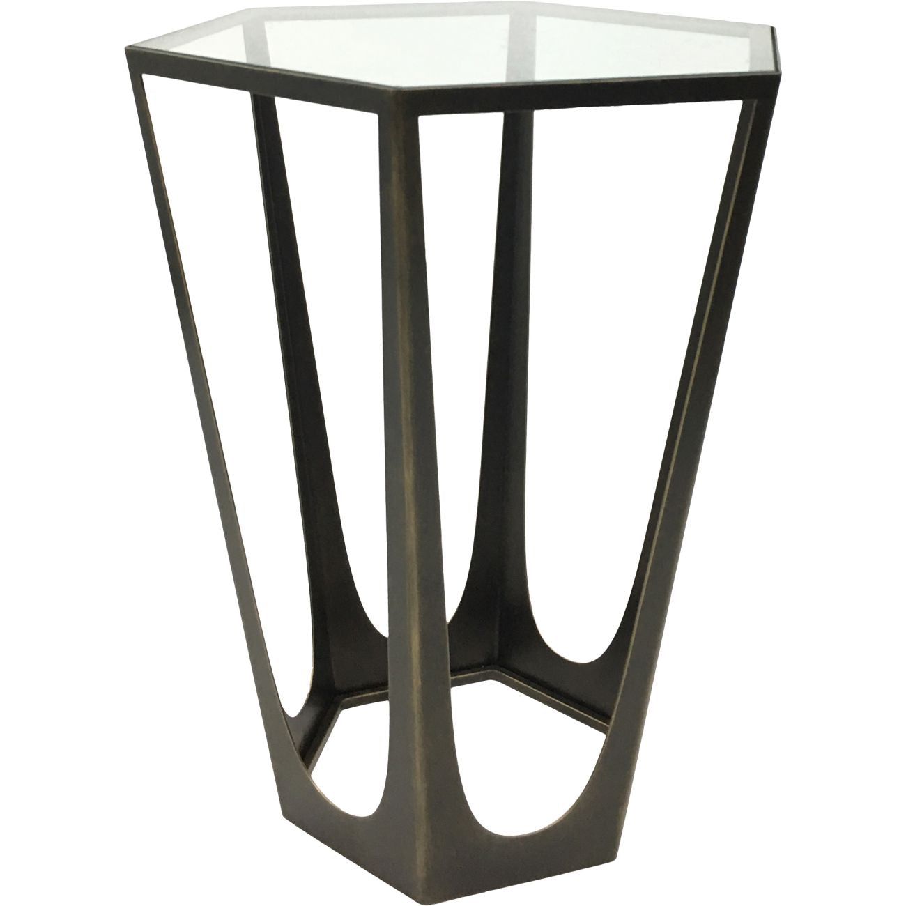 Catalan Bronze Gilded Side Table with Glass Top - Cusack Lighting