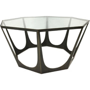 Catalan Bronze Gilded Coffee Table with Glass Top