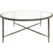 Patterdale Hand Forged Round Coffee Table Dark Bronze Finish with Glass Top