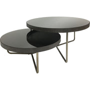 Knightsbridge Round Coffee Table Set of 2 with Black Tinted Glass