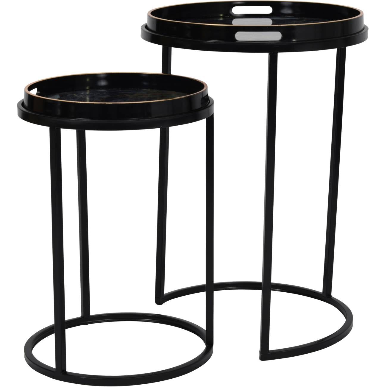 Vesuvius Black and Gold Set of 2 Side Tables - Cusack Lighting