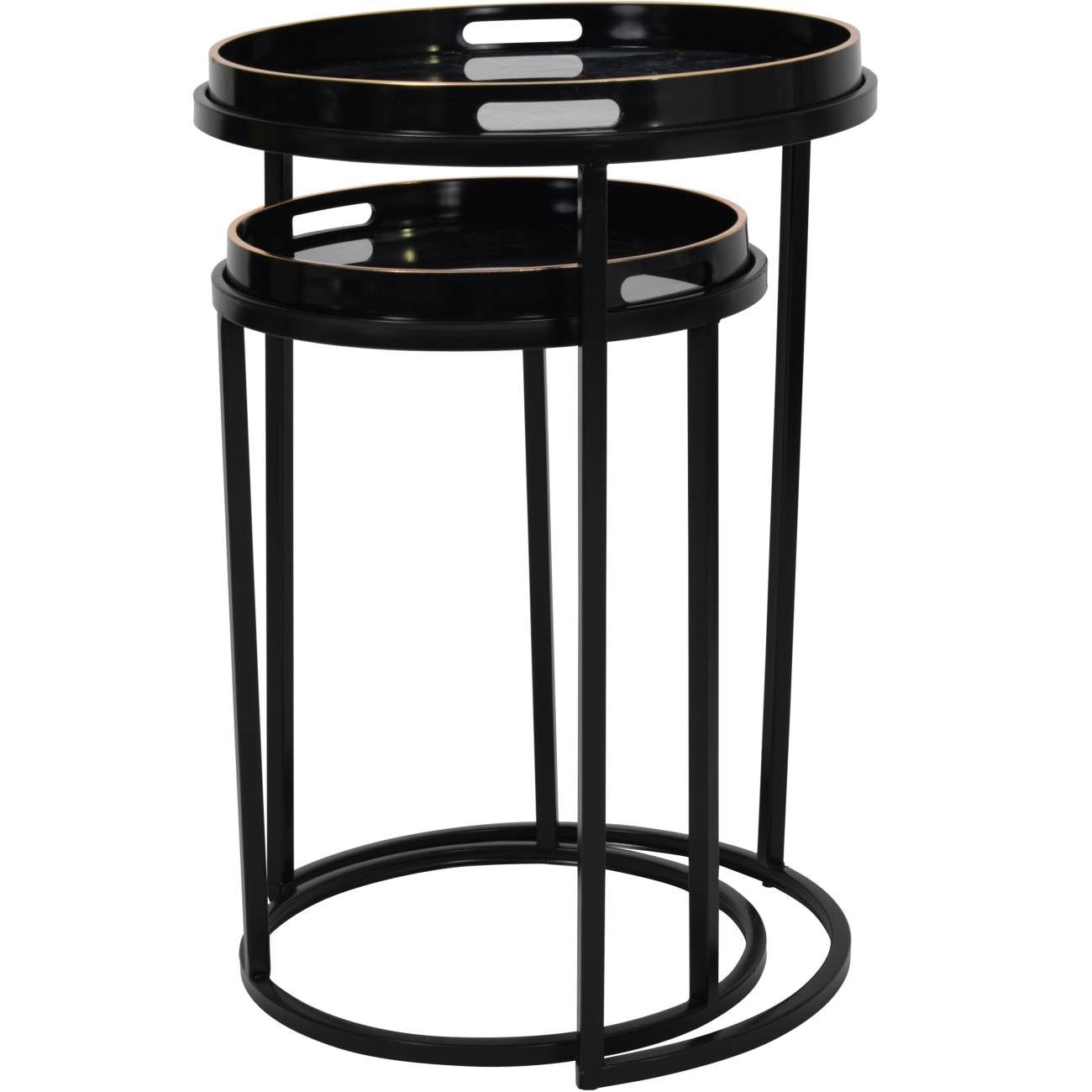 Vesuvius Black and Gold Set of 2 Side Tables - Cusack Lighting