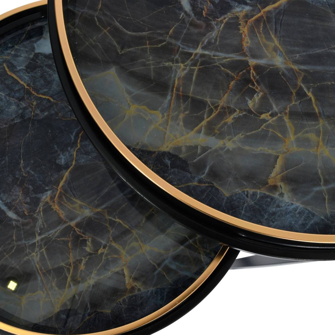 Vesuvius Black and Gold Set of 2 Side Tables - Cusack Lighting