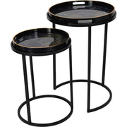 Vesuvius Black and Gold Set of 2 Side Tables - Cusack Lighting