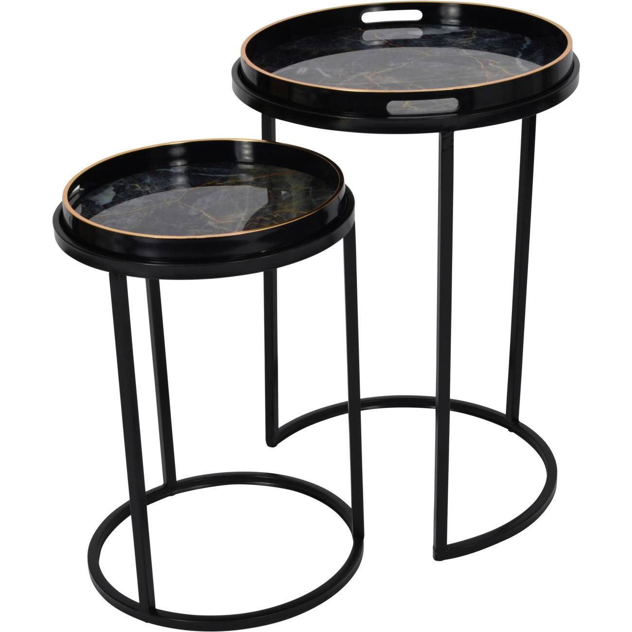 Vesuvius Black and Gold Set of 2 Side Tables - Cusack Lighting