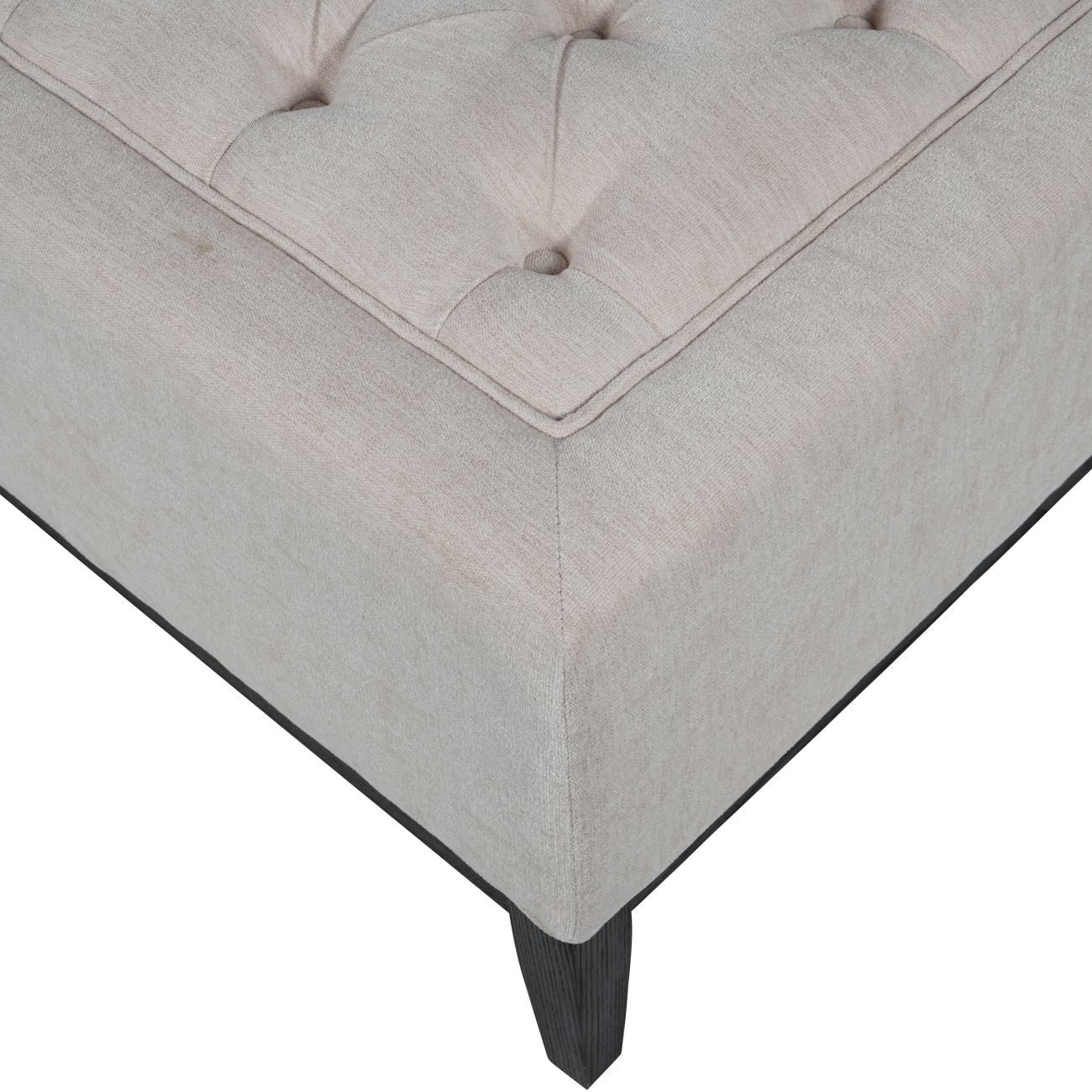 Theodore Buttoned XL Ottoman - Ivory Fabric 140x76cm
