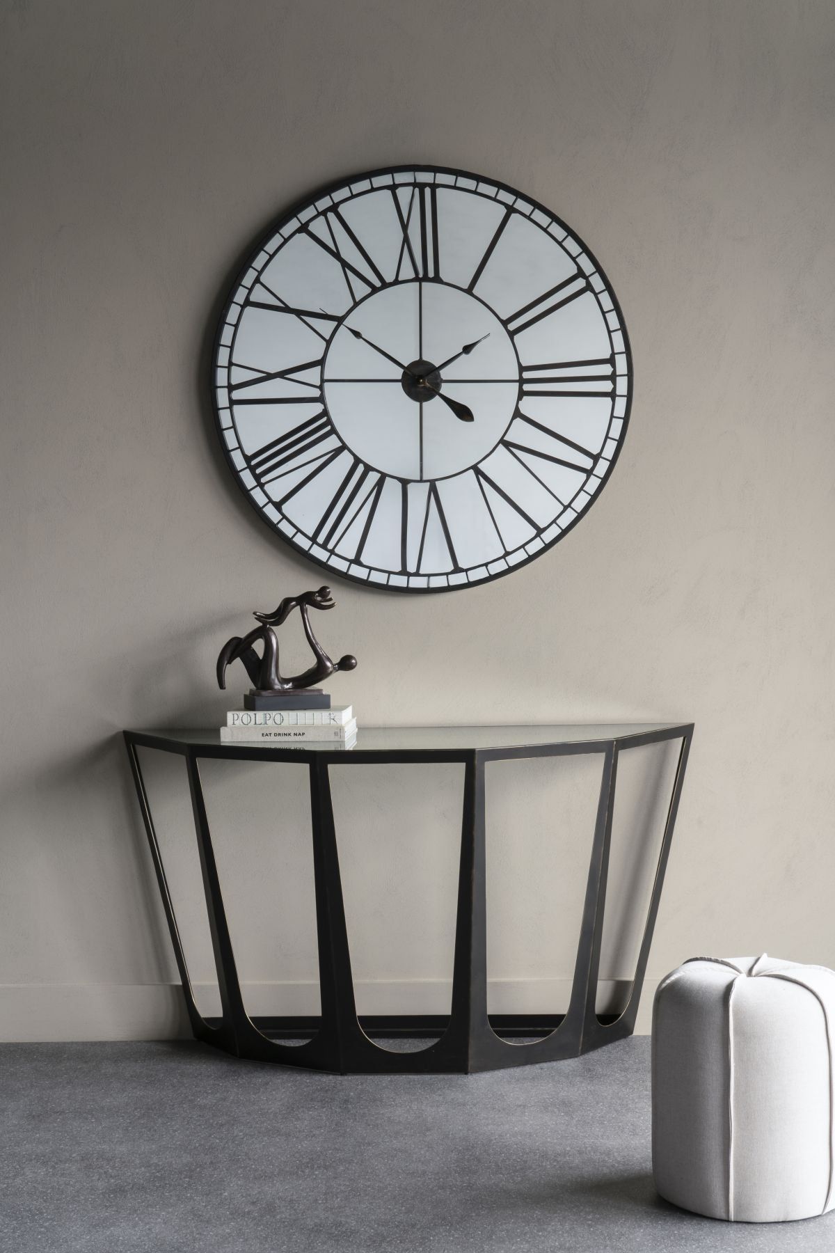 Catalan Bronze Gilded Console Table with Glass Top