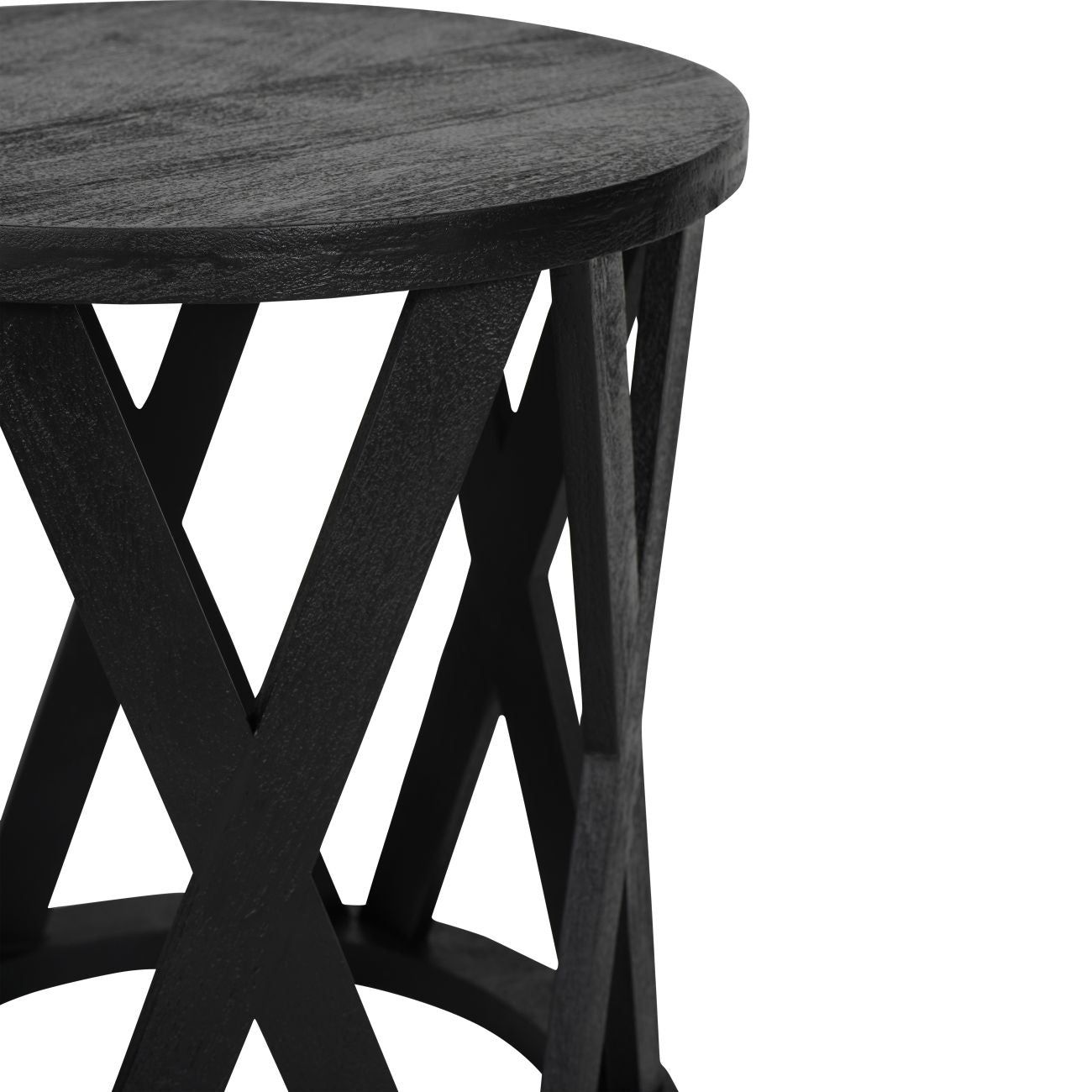 Cali Solid Wooden Set of 2 Nesting Side Tables in Black